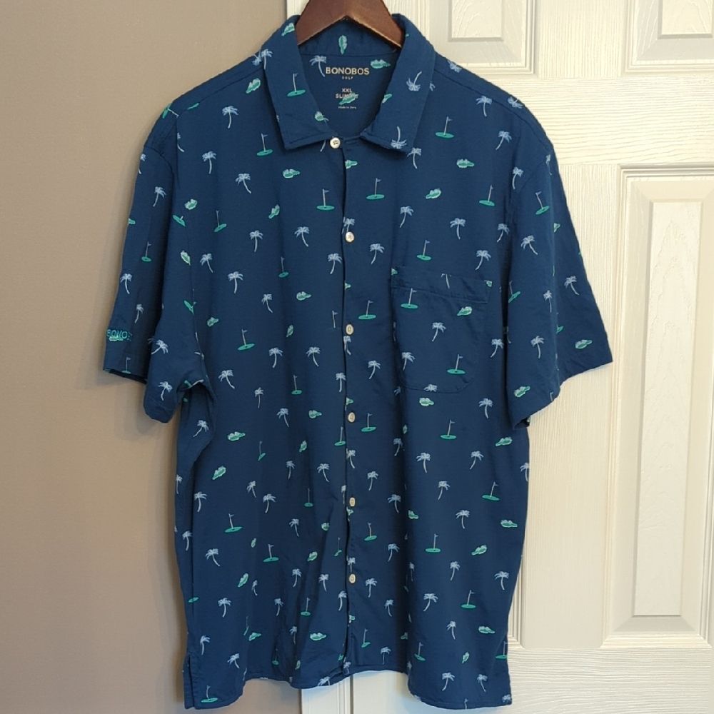 Bonobos Men's Navy Resort Golf And Palm Tree Button-Up